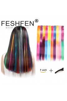 FESHFEN彩色假發片漸變假發一片式接發片挑色假發片直發片 FESHFEN彩色假發片漸變假發一片式接發片挑色假發片直發片